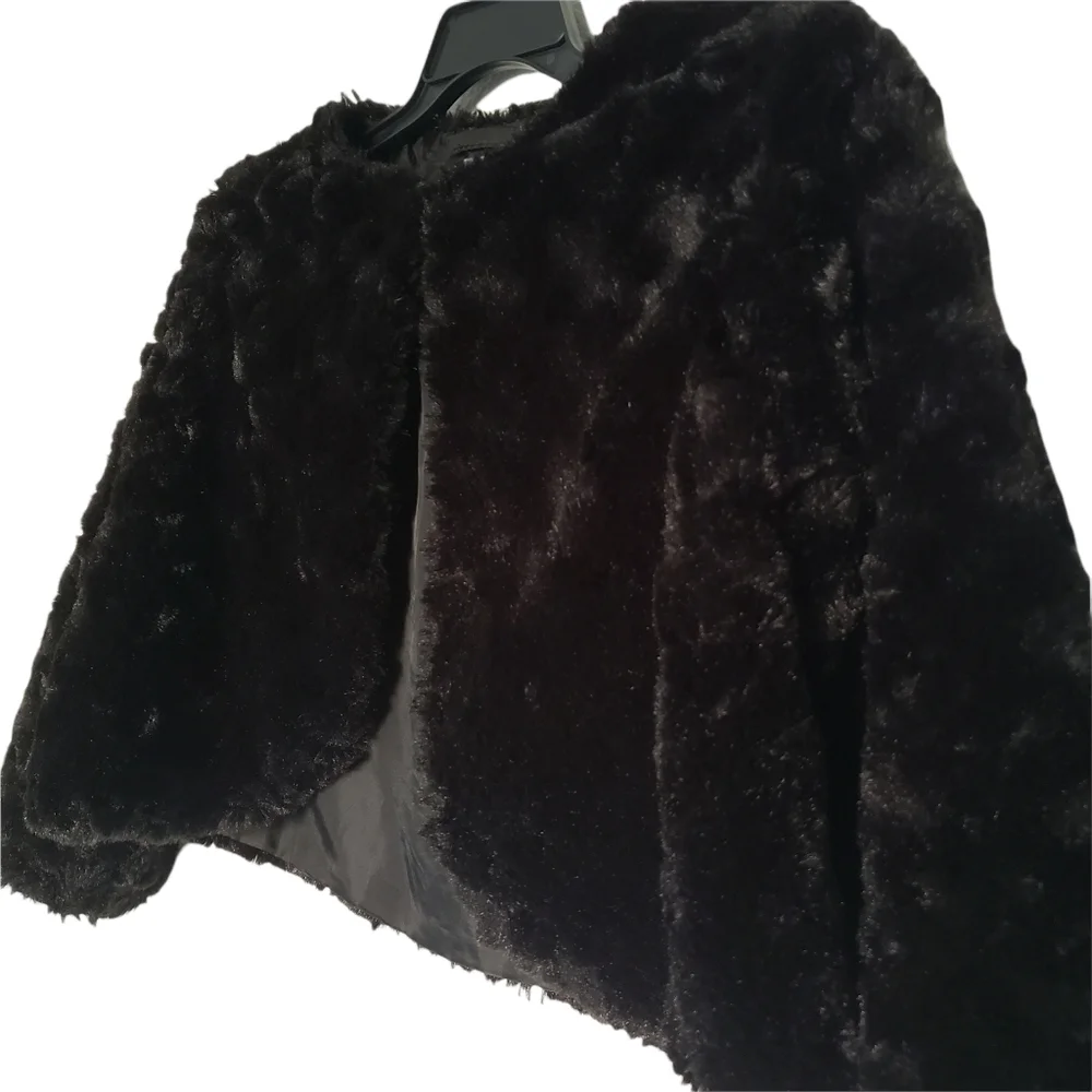 Gymboree Black‎ Faux Fur Cape Jacket Size 2T-3T